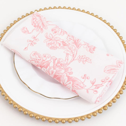 Efavormart Premium Cloth Napkins Set of 5, 20x20 Inch White/Pink Seamless Dinner Napkins, Washable Linen Table Napkin Cloth with Hemmed Edges for Weddings, Party and Banquet