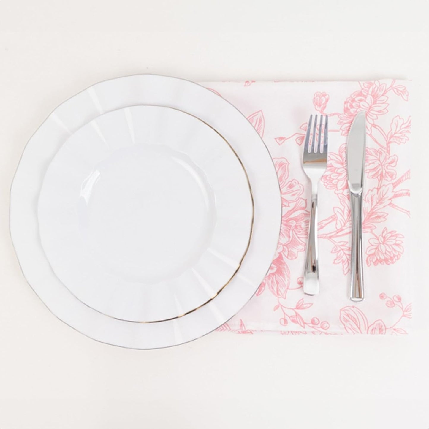 Efavormart Premium Cloth Napkins Set of 5, 20x20 Inch White/Pink Seamless Dinner Napkins, Washable Linen Table Napkin Cloth with Hemmed Edges for Weddings, Party and Banquet
