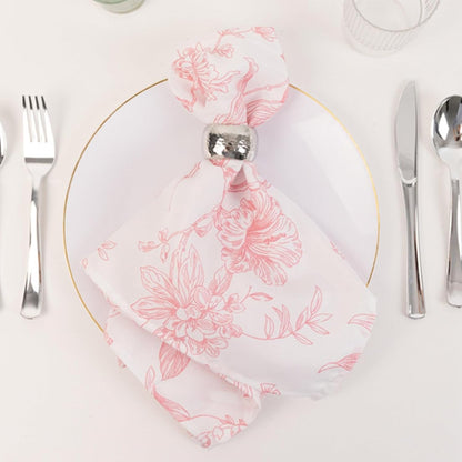 Efavormart Premium Cloth Napkins Set of 5, 20x20 Inch White/Pink Seamless Dinner Napkins, Washable Linen Table Napkin Cloth with Hemmed Edges for Weddings, Party and Banquet