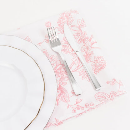 Efavormart Premium Cloth Napkins Set of 5, 20x20 Inch White/Pink Seamless Dinner Napkins, Washable Linen Table Napkin Cloth with Hemmed Edges for Weddings, Party and Banquet