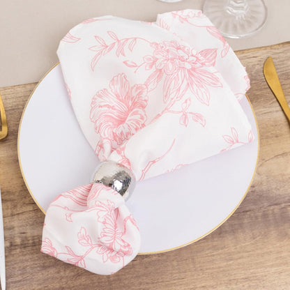 Efavormart Premium Cloth Napkins Set of 5, 20x20 Inch White/Pink Seamless Dinner Napkins, Washable Linen Table Napkin Cloth with Hemmed Edges for Weddings, Party and Banquet