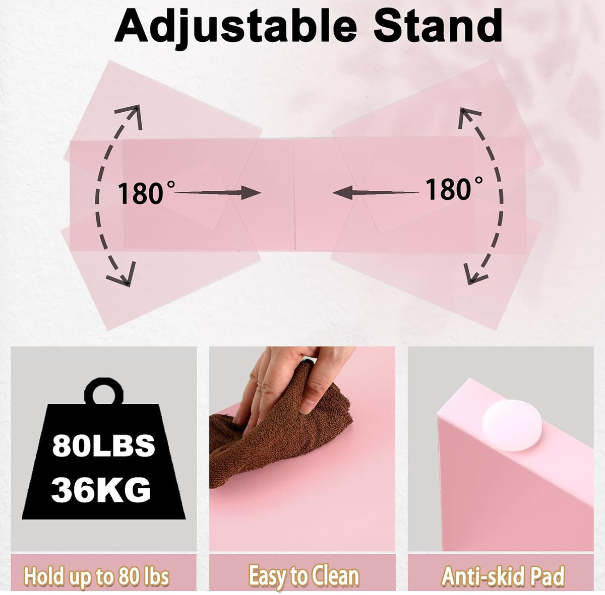 Pink Dual Monitor Stand Riser with Drawer - Length and Angle Adjustable Double Corner Desk Shelf Organizer 37 inch for 2 Laptop/PC/Screen/TV