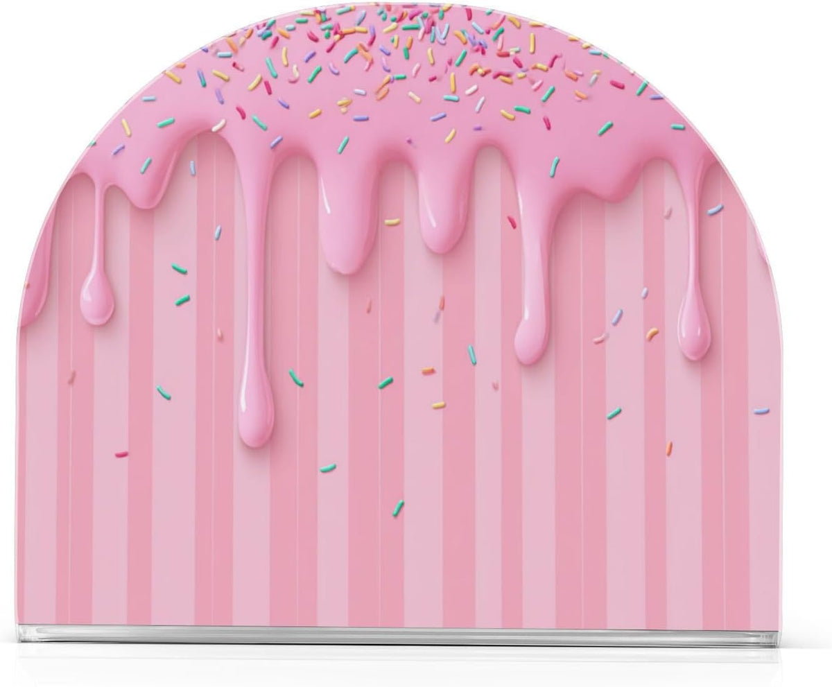 Ice Cream Waffle Cone Pink Napkin Holder for Table Freestanding Tissue Dispenser Acrylic Cloth Napkin Holders for Kitchen Countertop Home