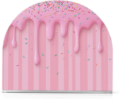 Ice Cream Waffle Cone Pink Napkin Holder for Table Freestanding Tissue Dispenser Acrylic Cloth Napkin Holders for Kitchen Countertop Home