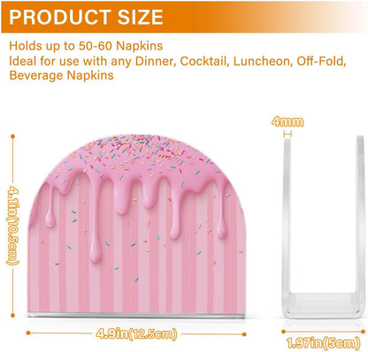 Ice Cream Waffle Cone Pink Napkin Holder for Table Freestanding Tissue Dispenser Acrylic Cloth Napkin Holders for Kitchen Countertop Home