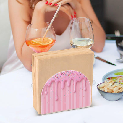Ice Cream Waffle Cone Pink Napkin Holder for Table Freestanding Tissue Dispenser Acrylic Cloth Napkin Holders for Kitchen Countertop Home
