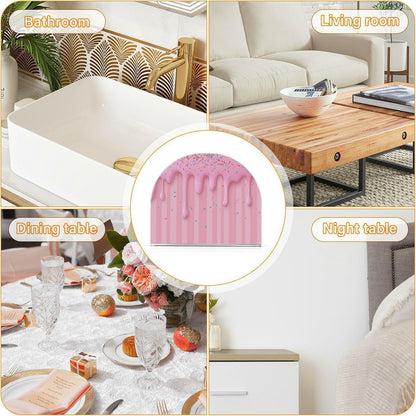 Ice Cream Waffle Cone Pink Napkin Holder for Table Freestanding Tissue Dispenser Acrylic Cloth Napkin Holders for Kitchen Countertop Home
