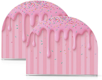 Ice Cream Waffle Cone Pink Napkin Holder for Table Freestanding Tissue Dispenser Acrylic Cloth Napkin Holders for Kitchen Countertop Home