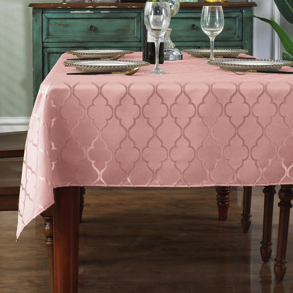 Pink Tablecloth Rectangle Jacquard, 52" x 70" Table Cloth