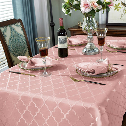 Pink Tablecloth Rectangle Jacquard, 52" x 70" Table Cloth