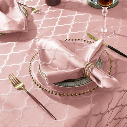 Pink Tablecloth Rectangle Jacquard, 52" x 70" Table Cloth