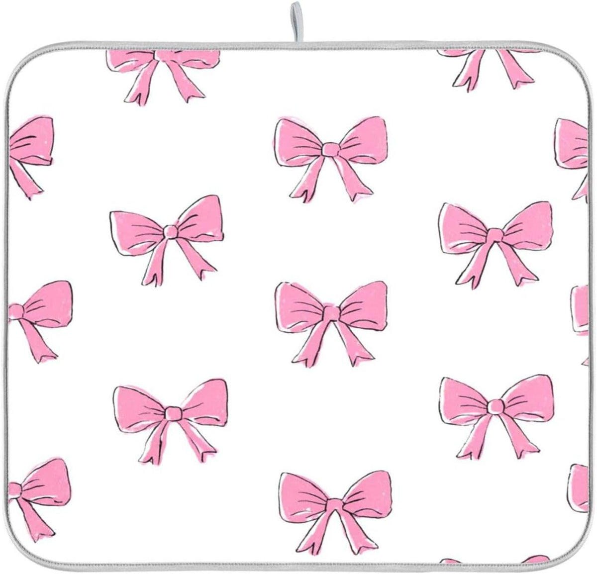 Cute Light Pink Bows Dish Drying Mat Absorbent Dishes Drainer Rack Mats Microfiber Reversible Dish Drying Pad Fast Dry Kitchen Accessories 16x18in For Kitchen Counter