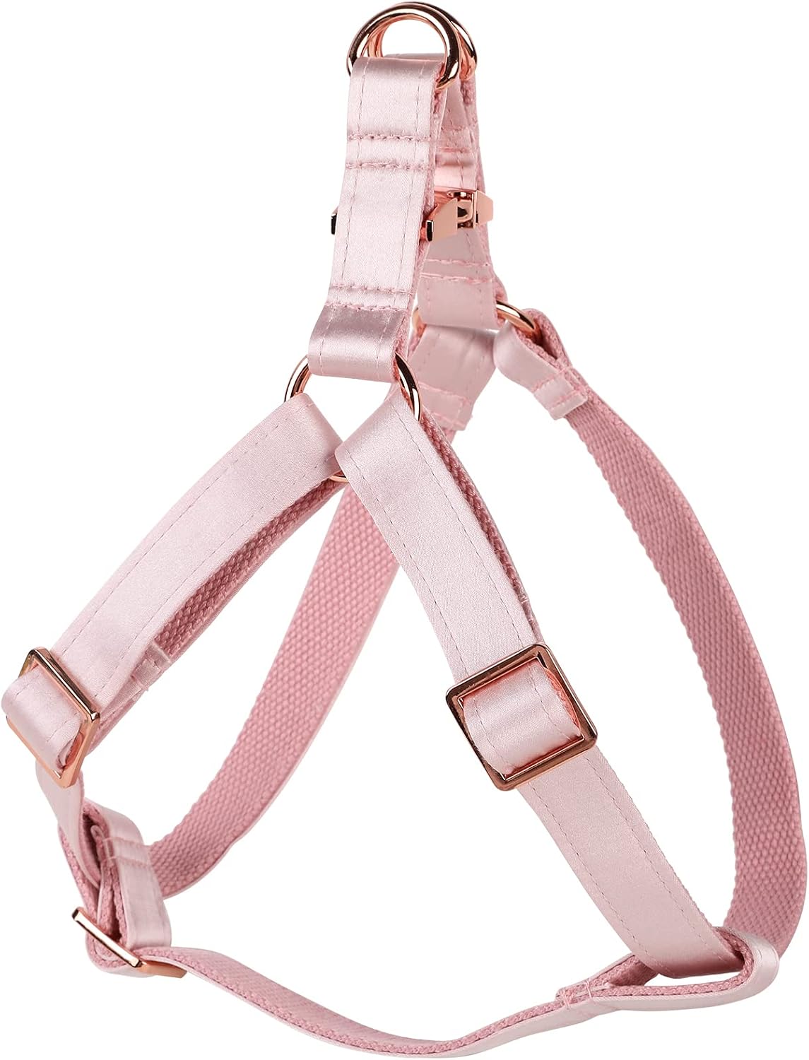 Dog Harness, No-Pull Adjustable Silk Nylon Webbing Pet Harness with Metal Buckle for Medium Dogs Easy Walking, Pink, M