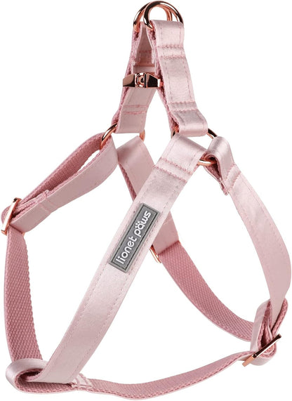 Dog Harness, No-Pull Adjustable Silk Nylon Webbing Pet Harness with Metal Buckle for Medium Dogs Easy Walking, Pink, M