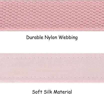 Dog Harness, No-Pull Adjustable Silk Nylon Webbing Pet Harness with Metal Buckle for Medium Dogs Easy Walking, Pink, M