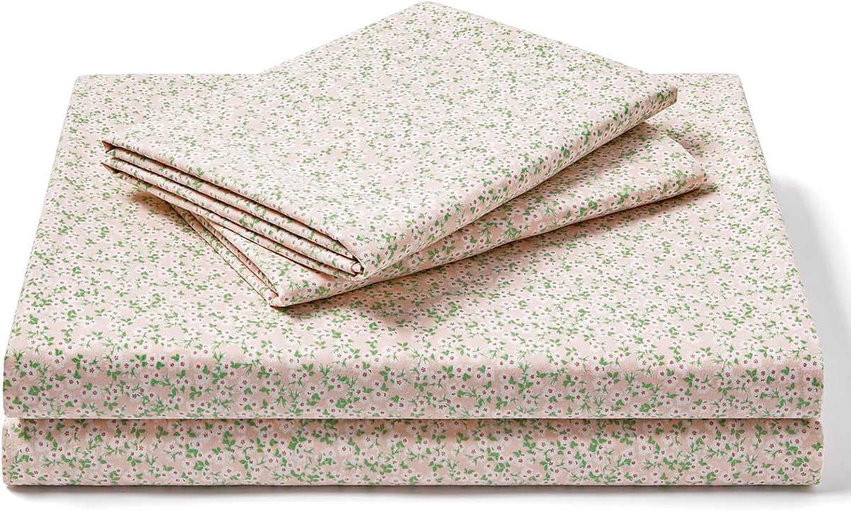 Floral Bed Sheets - Ultra Soft Queen Sheet Set - Brushed Microfiber Pink Floral Sheets - Deep Pockets up to 16" - Easy Care - Hotel Luxury 4 Piece Flower Printed Sheets Queen, Calico
