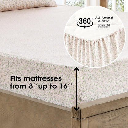 Floral Bed Sheets - Ultra Soft Queen Sheet Set - Brushed Microfiber Pink Floral Sheets - Deep Pockets up to 16" - Easy Care - Hotel Luxury 4 Piece Flower Printed Sheets Queen, Calico