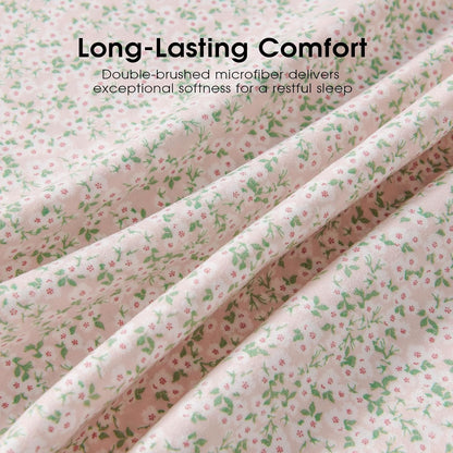 Floral Bed Sheets - Ultra Soft Queen Sheet Set - Brushed Microfiber Pink Floral Sheets - Deep Pockets up to 16" - Easy Care - Hotel Luxury 4 Piece Flower Printed Sheets Queen, Calico