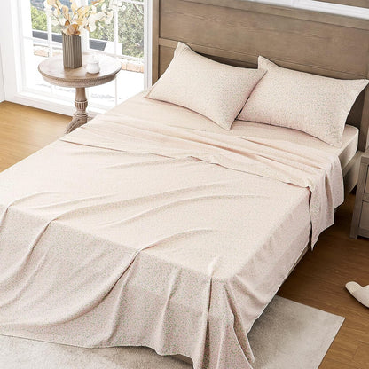 Floral Bed Sheets - Ultra Soft Queen Sheet Set - Brushed Microfiber Pink Floral Sheets - Deep Pockets up to 16" - Easy Care - Hotel Luxury 4 Piece Flower Printed Sheets Queen, Calico