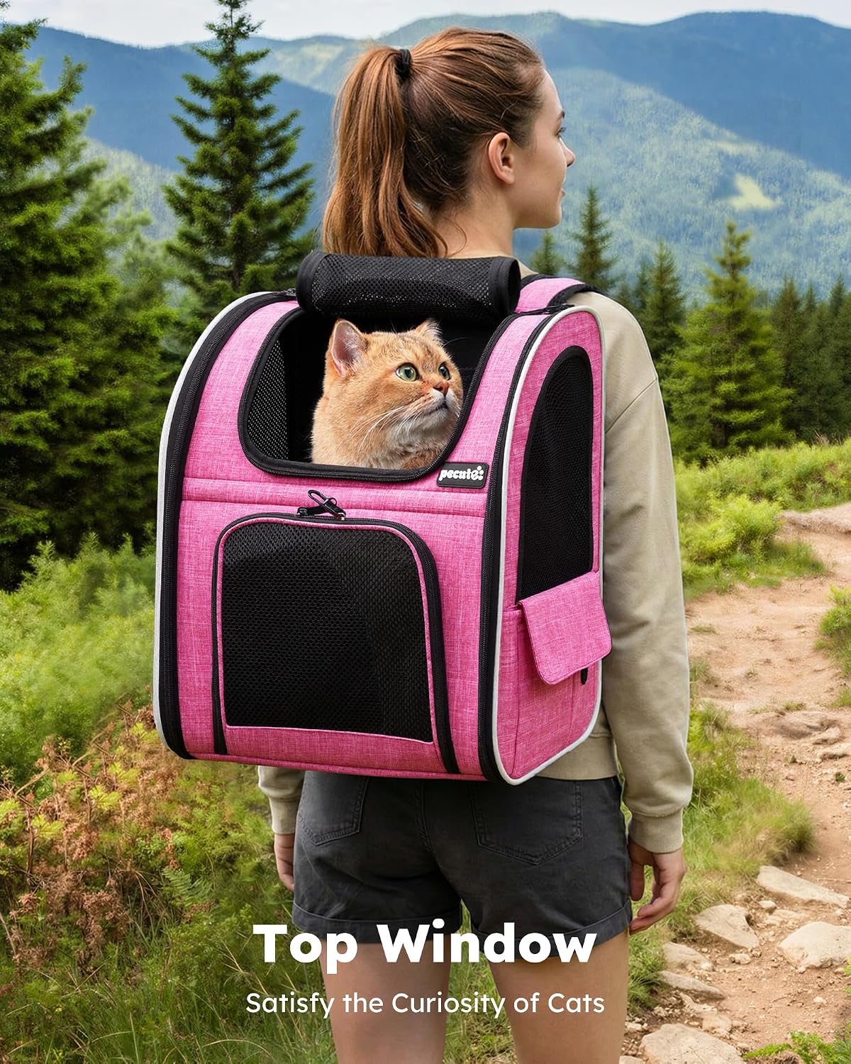 Cat Backpack Extendable, Cat Carrier Backpack with Breathable Window