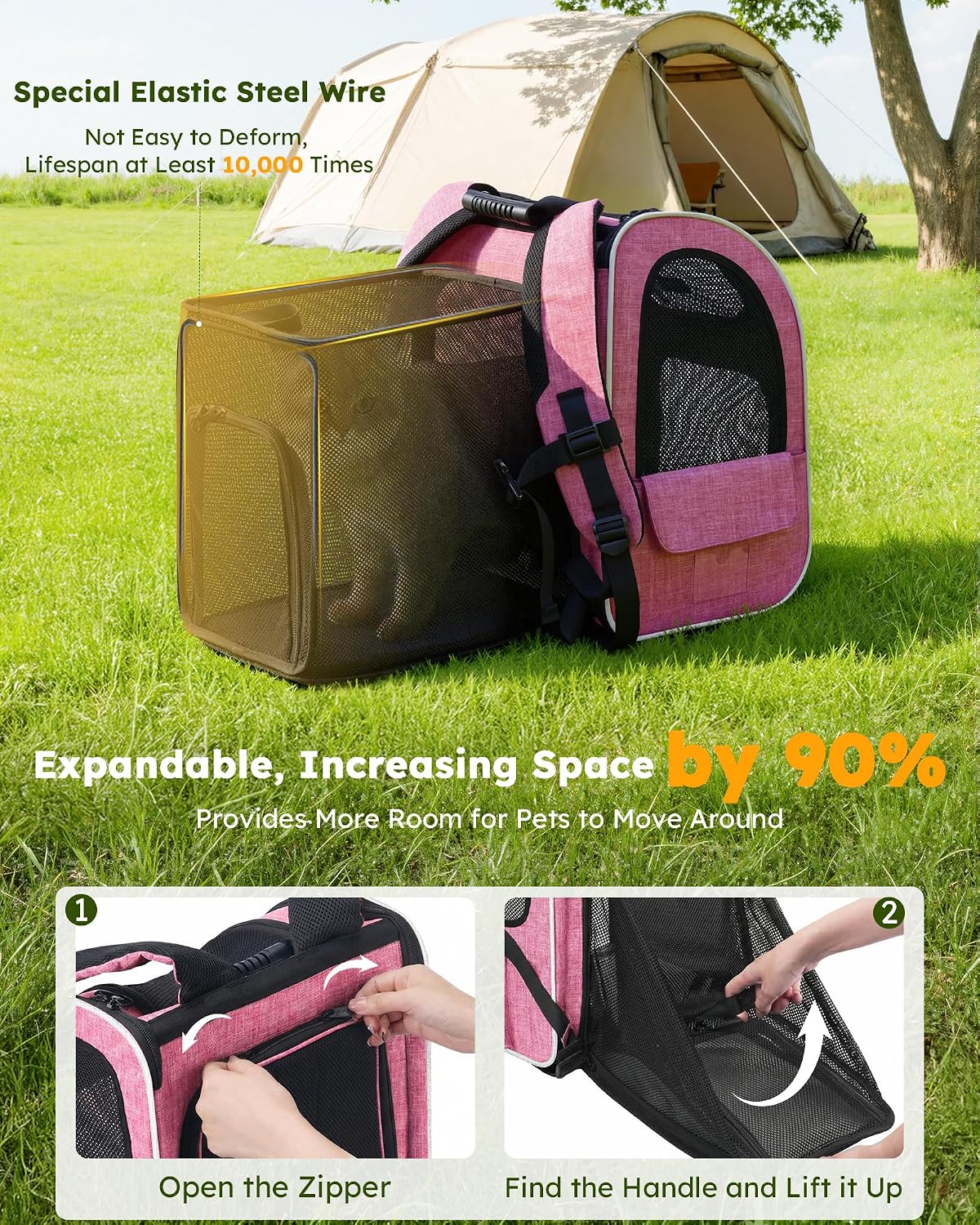 Cat Backpack Extendable, Cat Carrier Backpack with Breathable Window