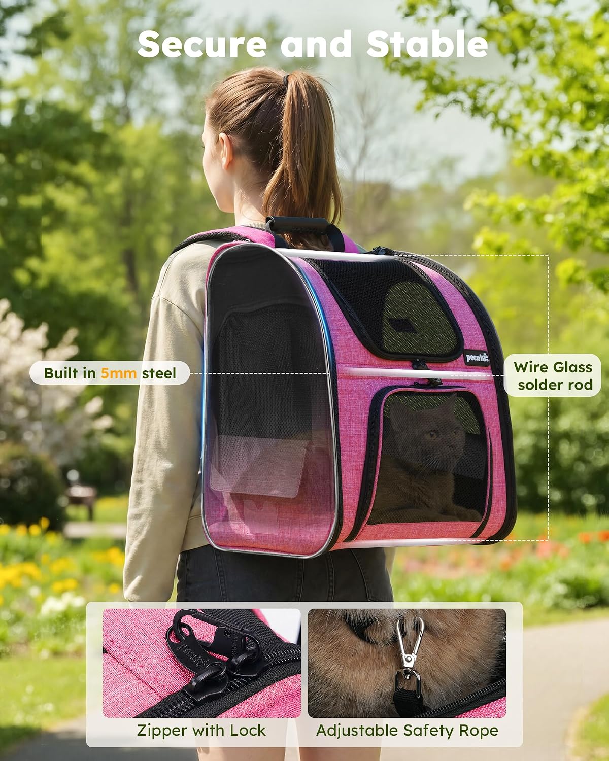 Cat Backpack Extendable, Cat Carrier Backpack with Breathable Window