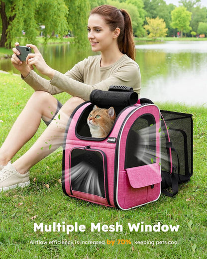 Cat Backpack Extendable, Cat Carrier Backpack with Breathable Window
