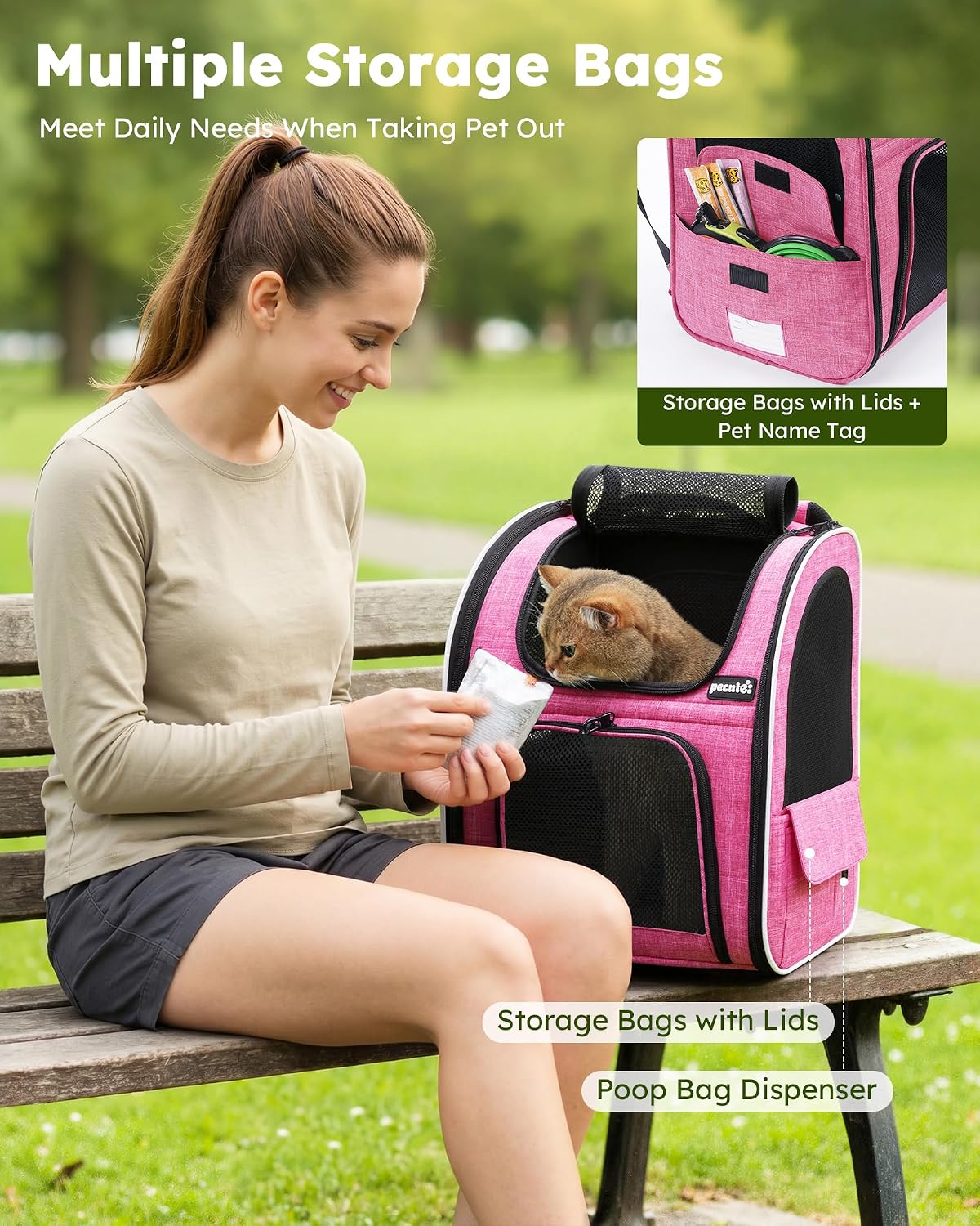 Cat Backpack Extendable, Cat Carrier Backpack with Breathable Window