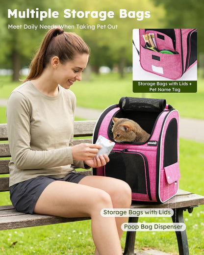 Cat Backpack Extendable, Cat Carrier Backpack with Breathable Window