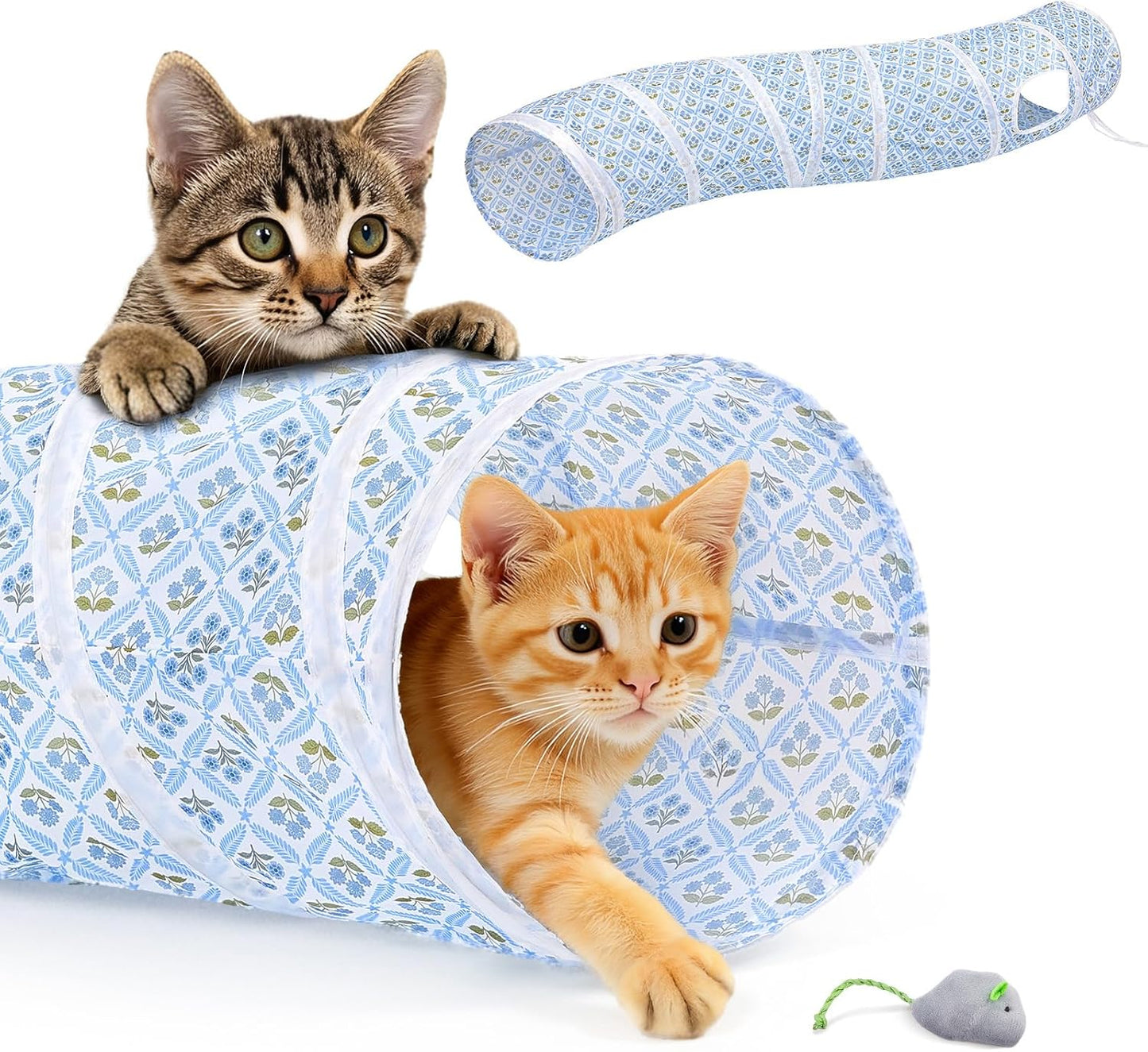 Glittme Cat Tunnel, Cat Tunnels for Indoor Cats, S-Shape Peekaboo Cat Cave with Cat Toys, Foldable Cat Tubes and Tunnels for Cats, Rabbit, Puppy, Guinea Pig