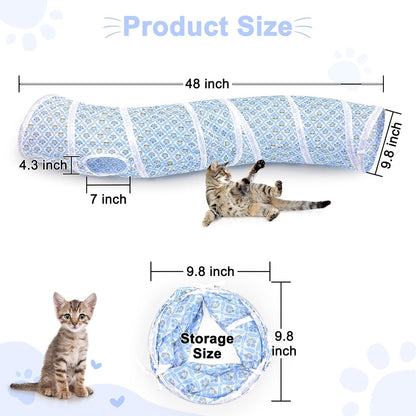 Glittme Cat Tunnel, Cat Tunnels for Indoor Cats, S-Shape Peekaboo Cat Cave with Cat Toys, Foldable Cat Tubes and Tunnels for Cats, Rabbit, Puppy, Guinea Pig