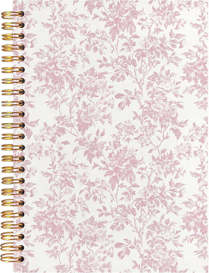 Pink Floral Chinoiserie Grandmillennial Notebook Journal,Aesthetic Notebook, Chinoiserie Journal,Notebooks for Work, Hardcover Spiral Notebook 5.5x8.3