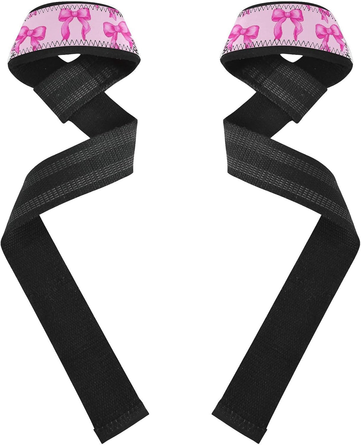 Cute Pink Bows Lifting Straps for Weightlifting,Wrist Straps with Thick Neoprene Padding,Pro Heavy Duty Gym Wrist Wraps for Powerlifting, Bodybuilding & Strength Training