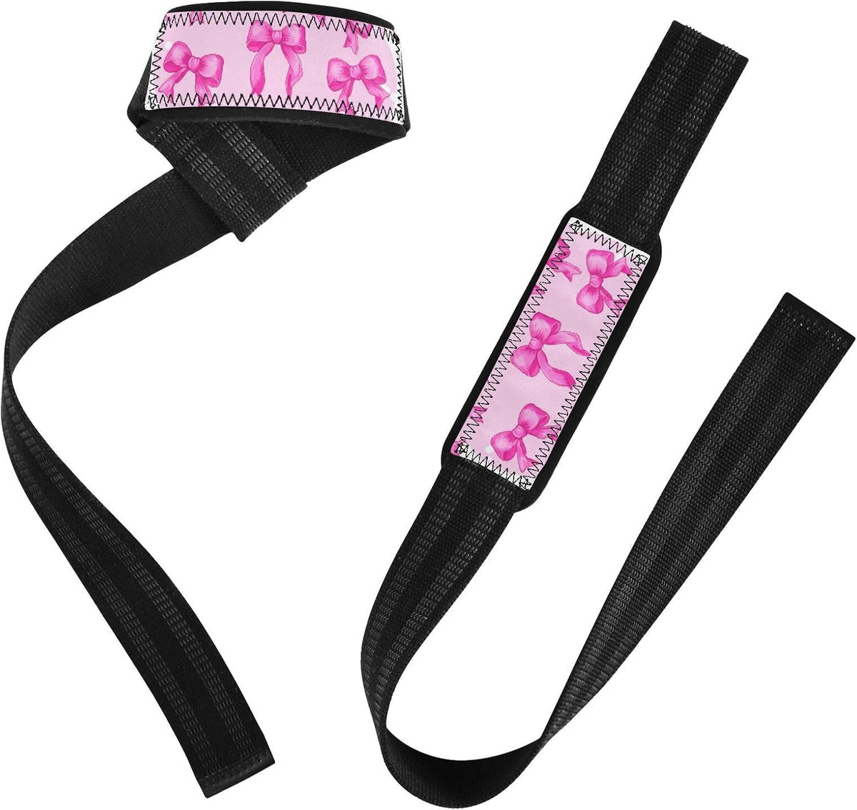 Cute Pink Bows Lifting Straps for Weightlifting,Wrist Straps with Thick Neoprene Padding,Pro Heavy Duty Gym Wrist Wraps for Powerlifting, Bodybuilding & Strength Training