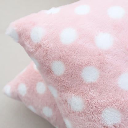 Polka Dot Plush Throw Pillow Covers, Decorative Soft Faux Fur (Light Pink,18" x 18" (Pack of 2))