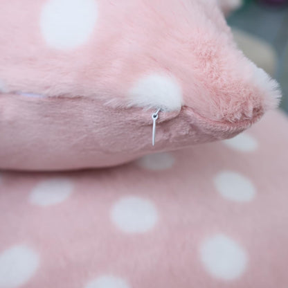 Polka Dot Plush Throw Pillow Covers, Decorative Soft Faux Fur (Light Pink,18" x 18" (Pack of 2))