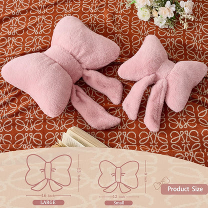 Bow Pillow, Throw Pillows for Bed, Cute Pink Bow Pillows 12×9 in
