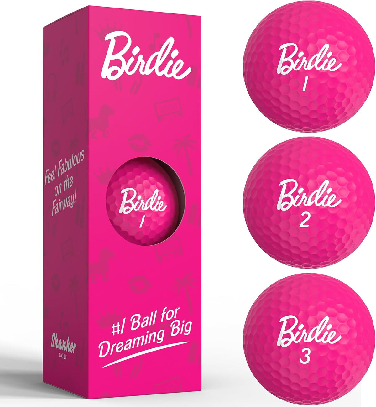 Balls - Birdie Pink Golf Balls - Funny Golf Gift for Women