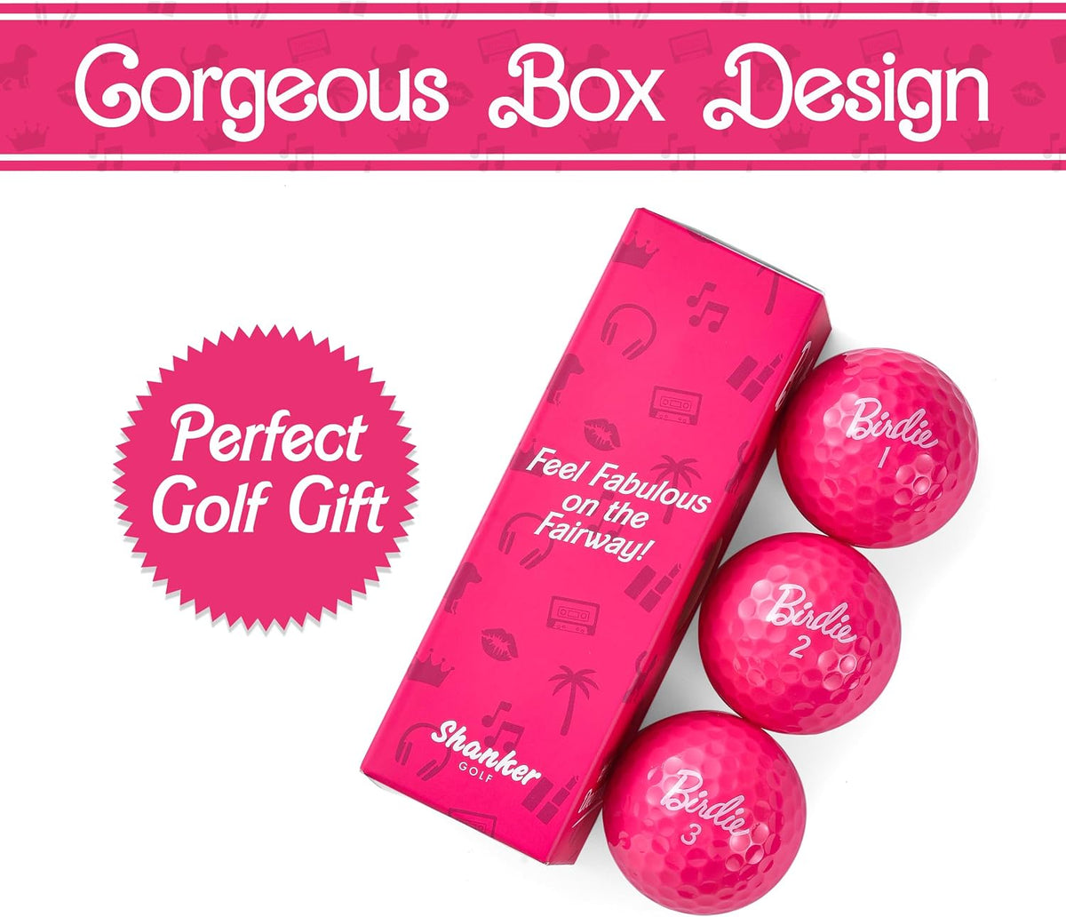 Balls - Birdie Pink Golf Balls - Funny Golf Gift for Women