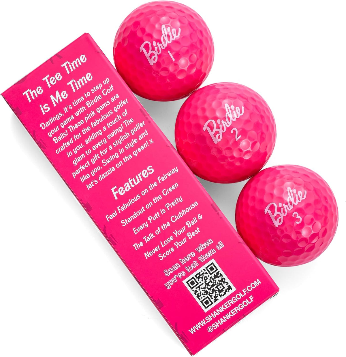 Balls - Birdie Pink Golf Balls - Funny Golf Gift for Women