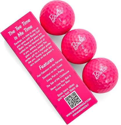 Balls - Birdie Pink Golf Balls - Funny Golf Gift for Women