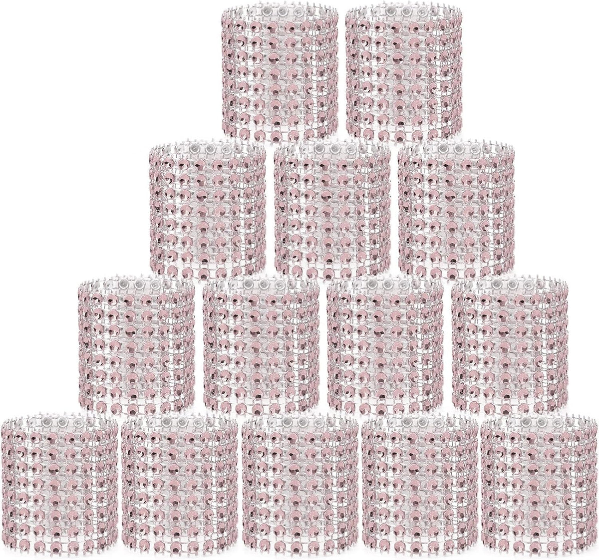 Pink Napkin Rings for Wedding Set of 150pcs,Rhinestone Diamond Crystal Napkin Rings Bulk for Wedding Reception, Dinner, Place Settings, Holiday Parties or DIY Decoration (150,Light Pink)