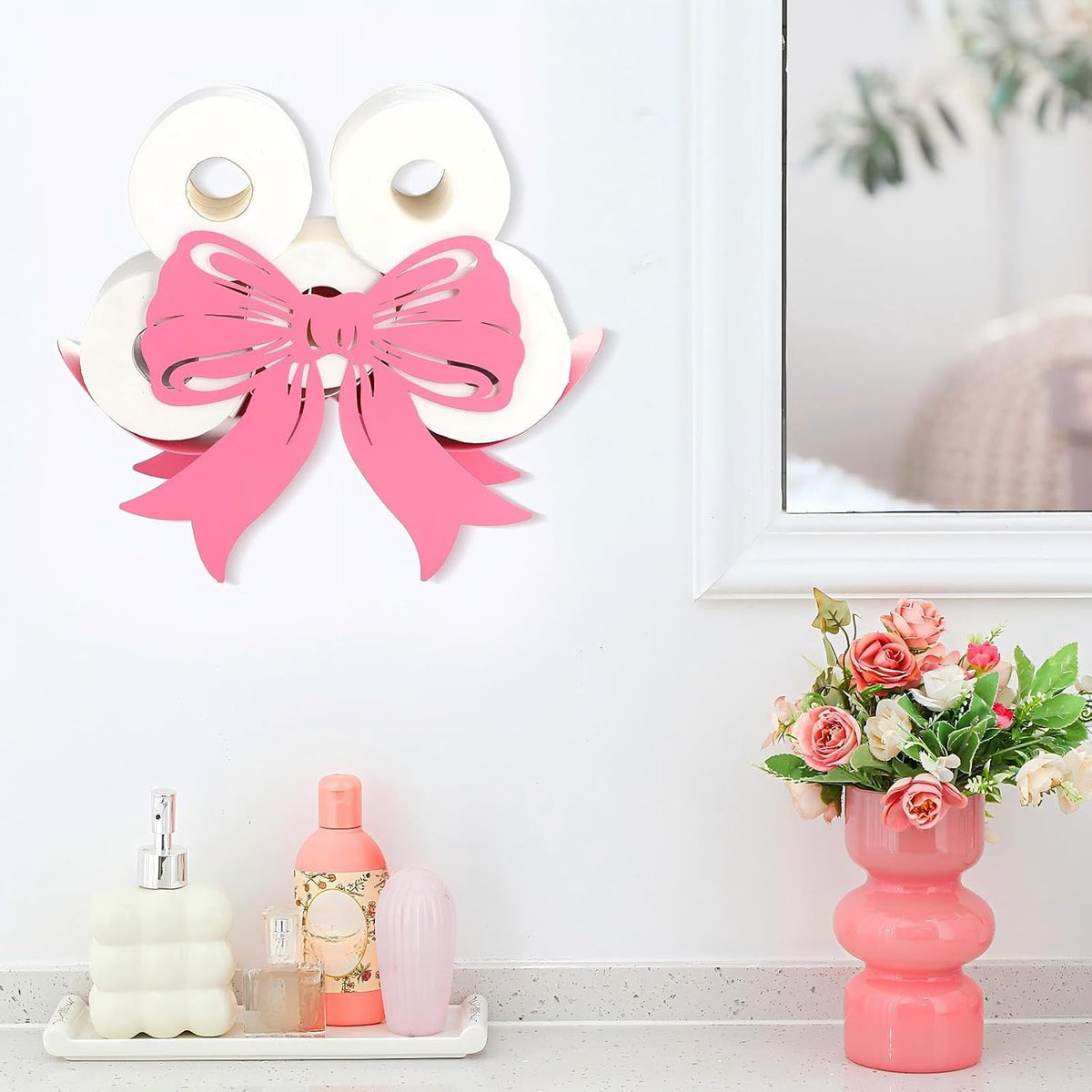 Pink Bow Bathroom Decor Pink Toilet Paper Holder 8 Rolls