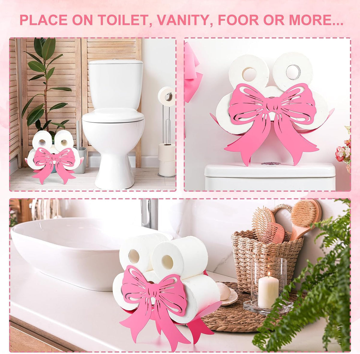 Pink Bow Bathroom Decor Pink Toilet Paper Holder 8 Rolls