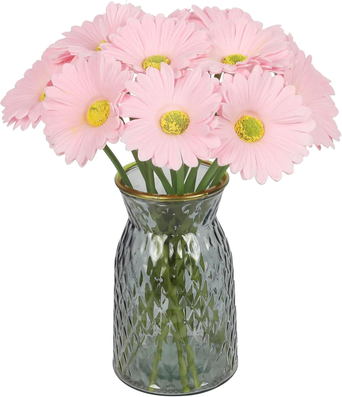 Pink Gerbera Daisy Artificial Flowers,20PCS Fake Daisies Artificial Daisy Flowers with Stems for Wedding Party Office Home Decorations(Light Pink)