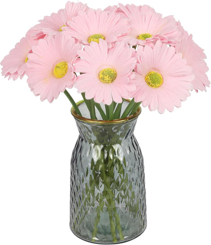 Pink Gerbera Daisy Artificial Flowers,20PCS Fake Daisies Artificial Daisy Flowers with Stems for Wedding Party Office Home Decorations(Light Pink)