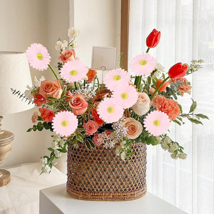 Pink Gerbera Daisy Artificial Flowers,20PCS Fake Daisies Artificial Daisy Flowers with Stems for Wedding Party Office Home Decorations(Light Pink)
