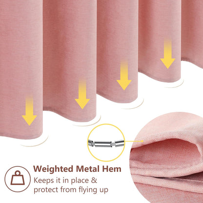 Shower Curtain with Metal Hooks Linen Fabric Shower Curtain Heavy Duty Bath Curtain for Bathroom and Bathtubs, Hotel Quality, Weighted Hem, Waterproof, 72 x 72 Inches (Pink)