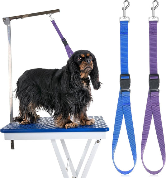 2 Pcs Pet Dog Grooming Loops, Nylon Restraint Noose Adjustable Slip Rope, Pet Dog Grooming Arm Accessories, Fixed Dogs Bathing Safety Tether Straps Bathing Restraint Leashes for Pets Groomings Table