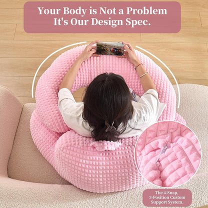 17" Reading Pillow for Bed,U Shaped Arm & Elbow Support,Pink Flannel